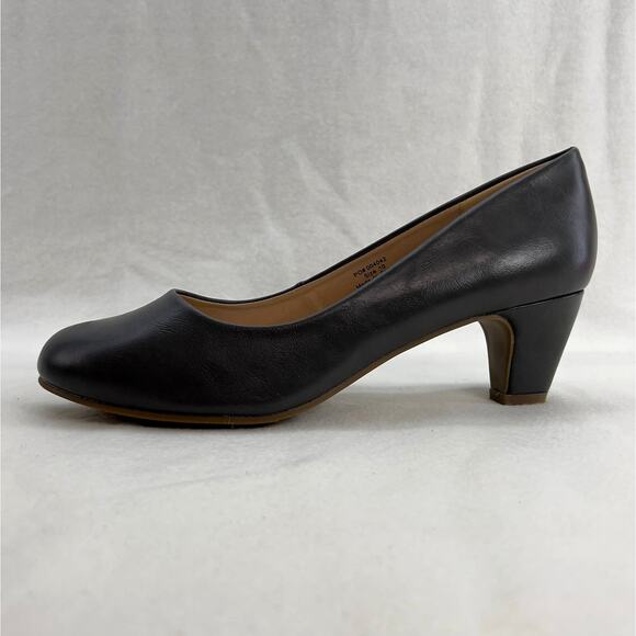 Journee Collection Luu Faux Leather Low Block Heel Pumps-Gray-Women Size 10-NEW - Picture 2 of 11